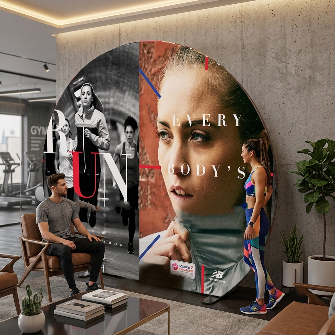 3D Moon Shape Tension Fabric Display | Circular Media Wall