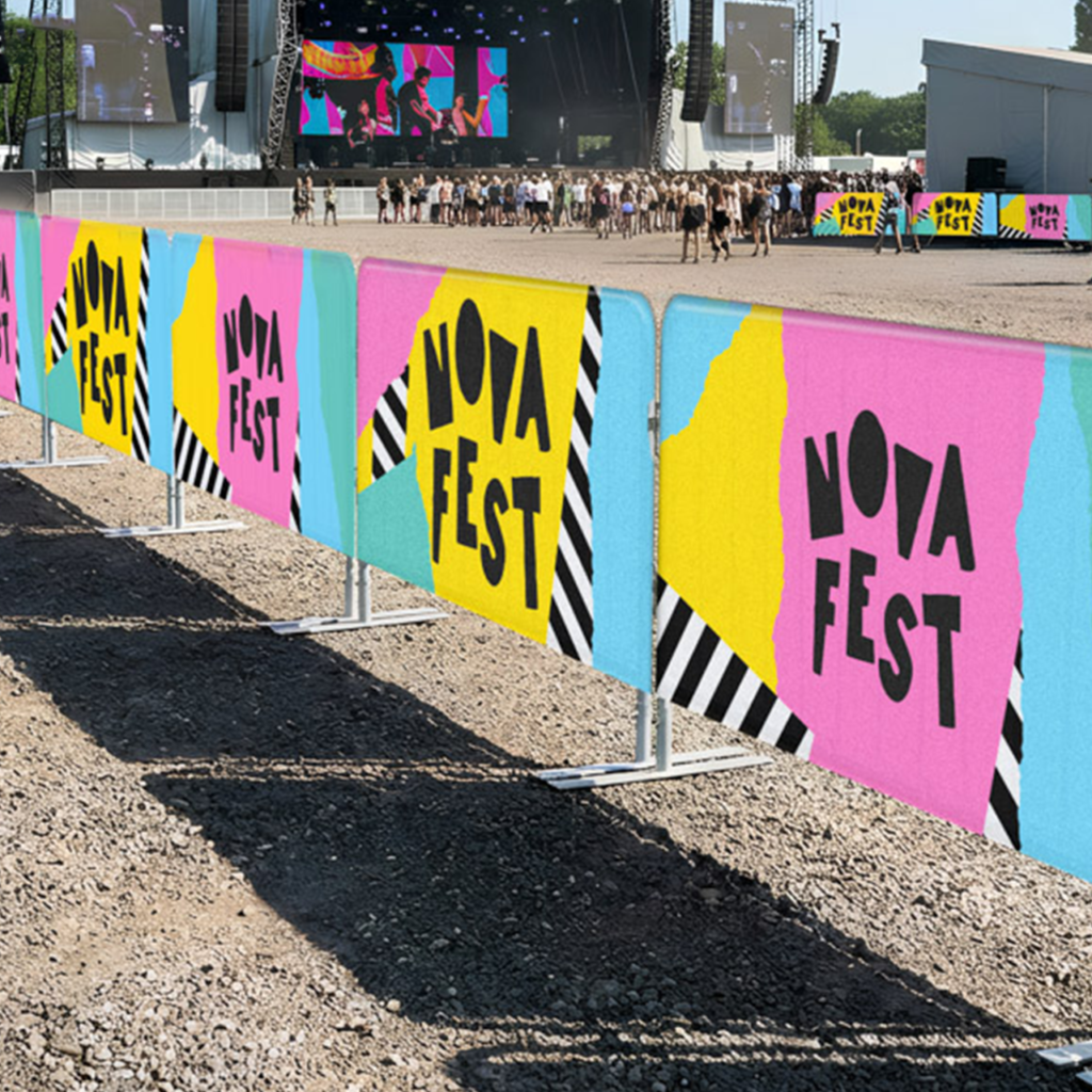 Custom Fabric Interlocking Crowd Control Barrier Covers