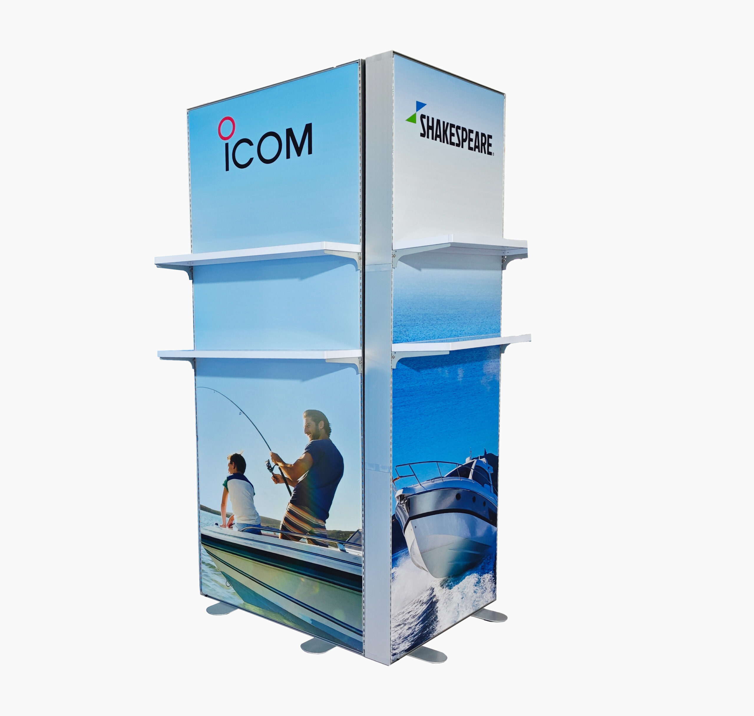 Freestanding SEG Lightbox with Shelves