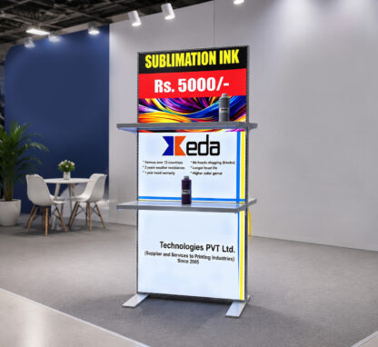 Freestanding SEG Lightbox with Shelves