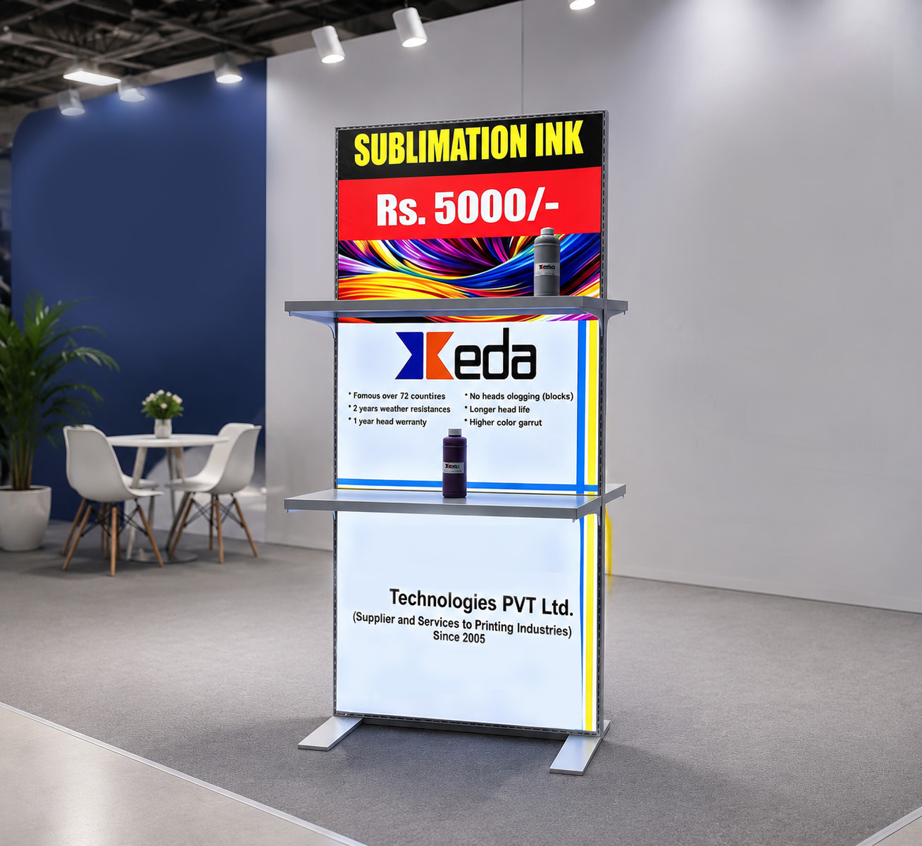 Freestanding SEG Lightbox with Shelves