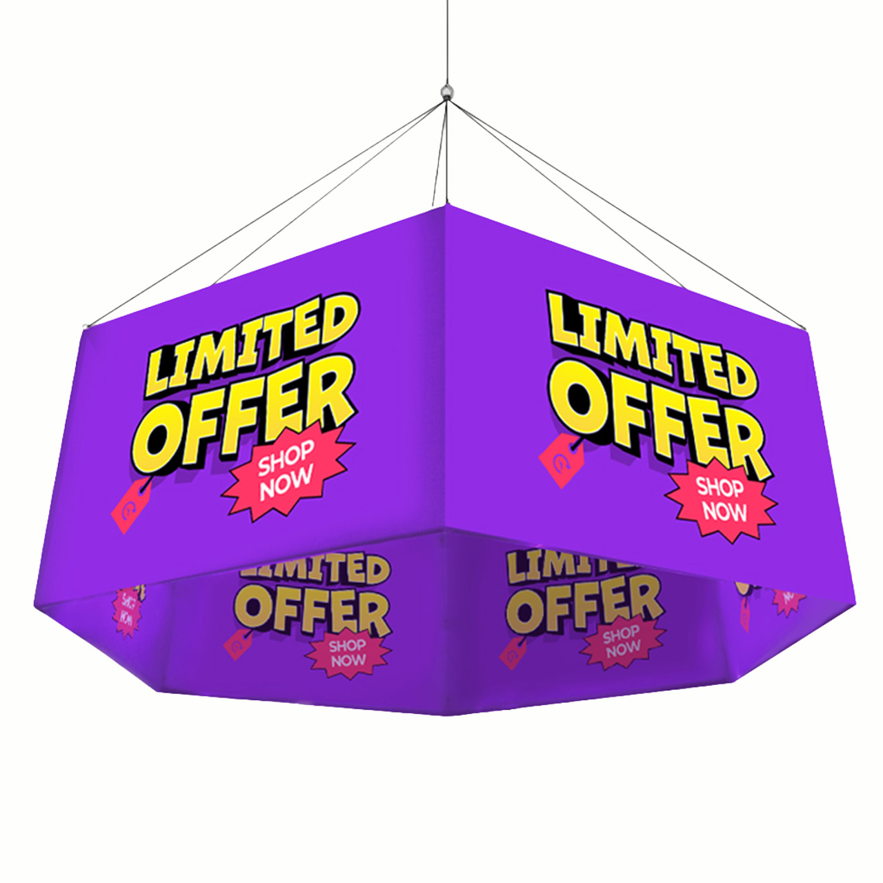 Hexagon Hanging Banner | Sky Hanging Fabric Signs