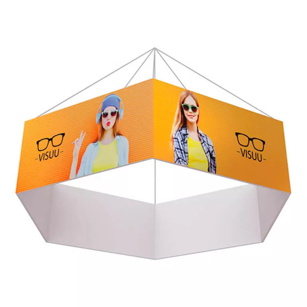 Hexagon Hanging Banner | Sky Hanging Fabric Signs