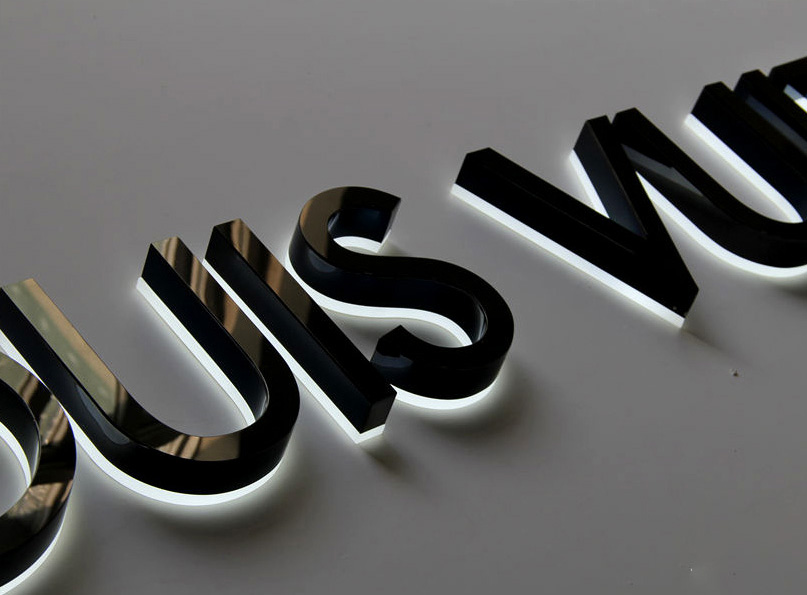 Metal Fabricated Letters with Acrylic Base | Back Halo-Lit Letters