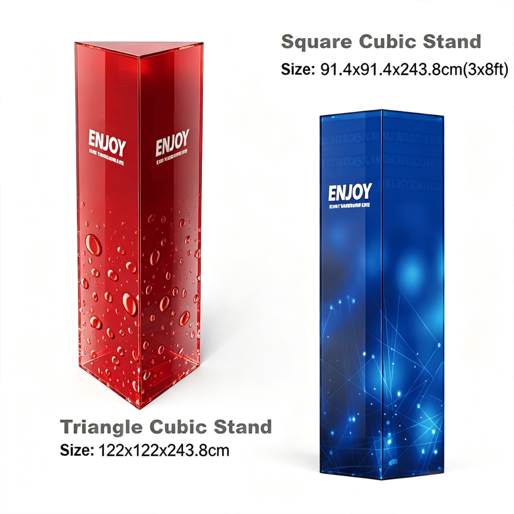 Modular Tension Cubic Fabric Tower Display | 3D Standalone Tower