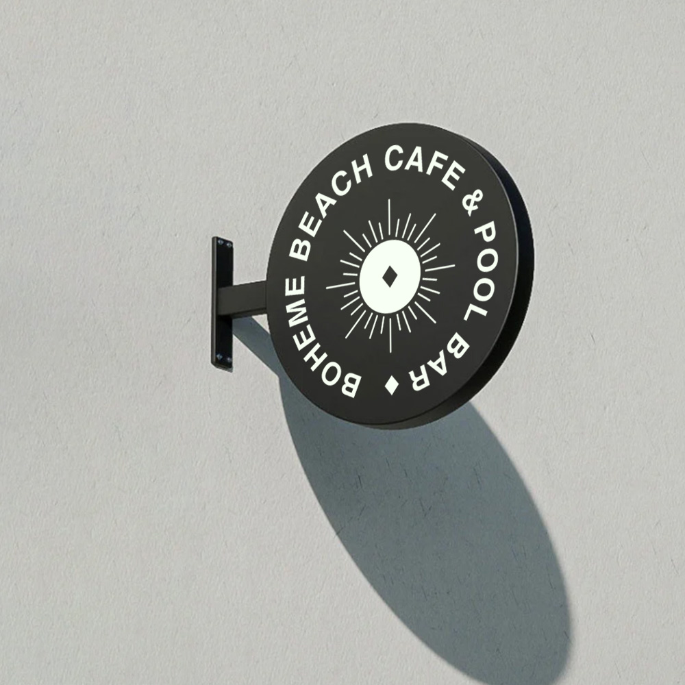 Non-Lit Aluminium Round Blade Sign | Store Front Metal Sign