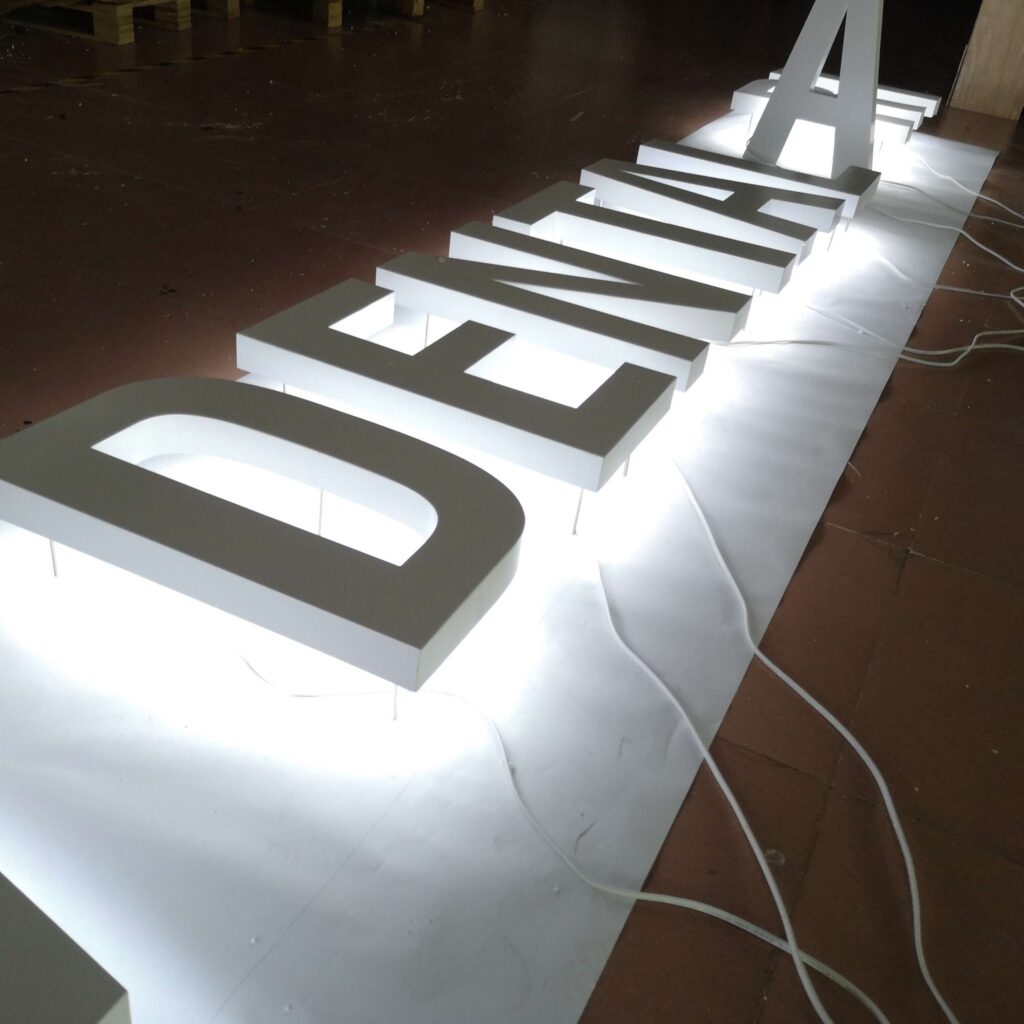 Open Back Stainless-Steel Letters with LED Halo Lit | Back-Lit Channel Letters