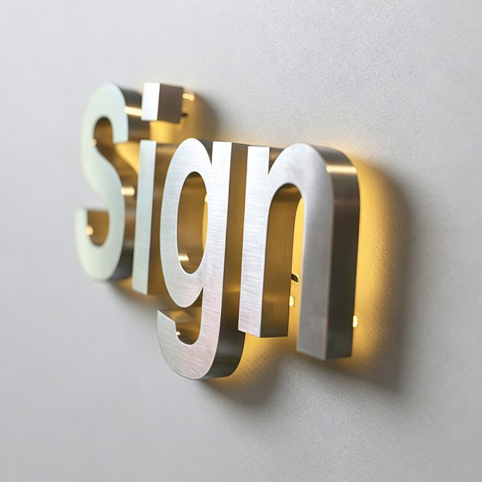 Open Back Stainless-Steel Letters with LED Halo Lit | Back-Lit Channel Letters