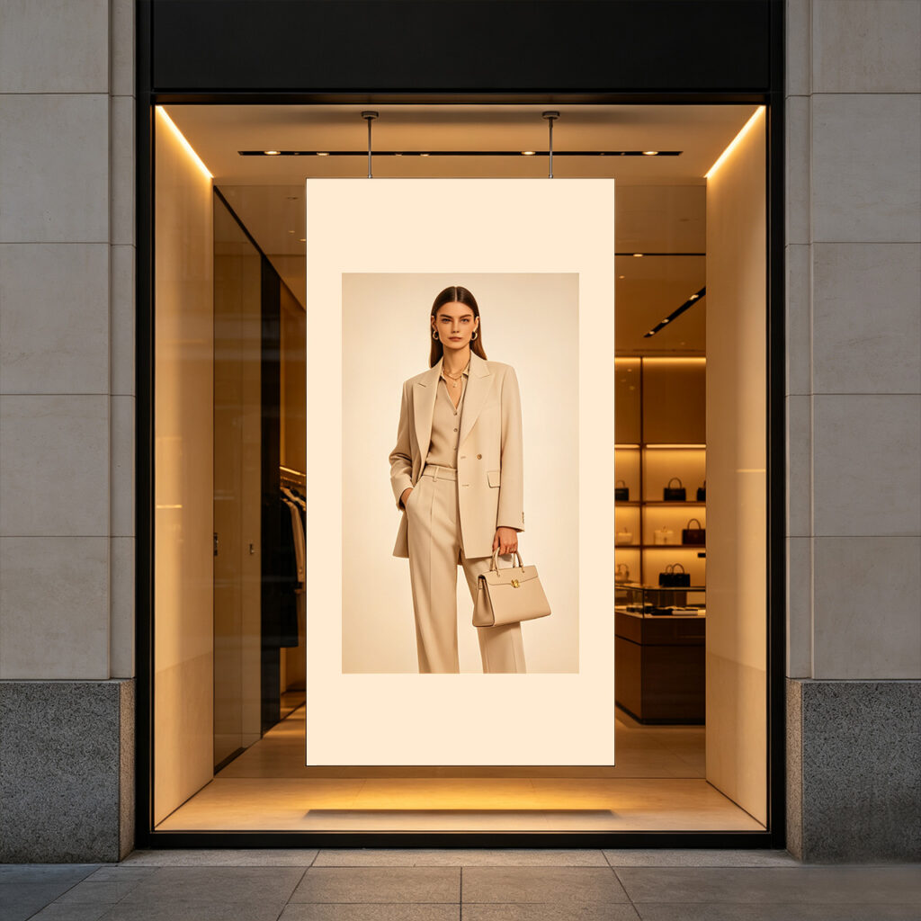 Window Hanging SEG Fabric Lightbox | Double Sided SEG LED Lightbox