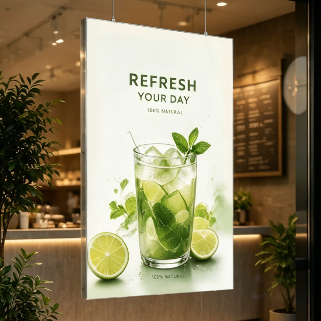 Window Hanging SEG Fabric Lightbox | Double Sided SEG LED Lightbox